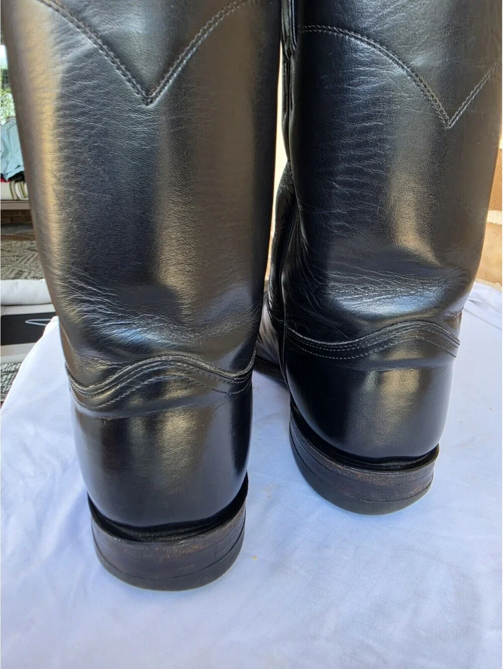 Vintage Justin Roper Boots Mens 10.5 D Black Leather Cowboy Western USA 3133